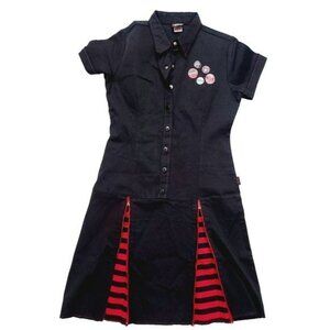 Vintage Emily the Strange Dress, Short Sleeve, Zippers, Black, XL